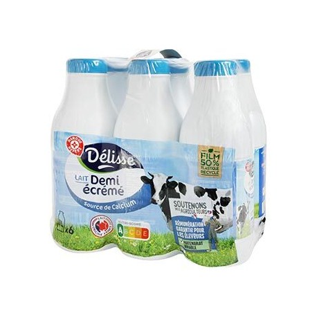 Lait demi-écrémé Lactel avec vitamine D - 6x1L